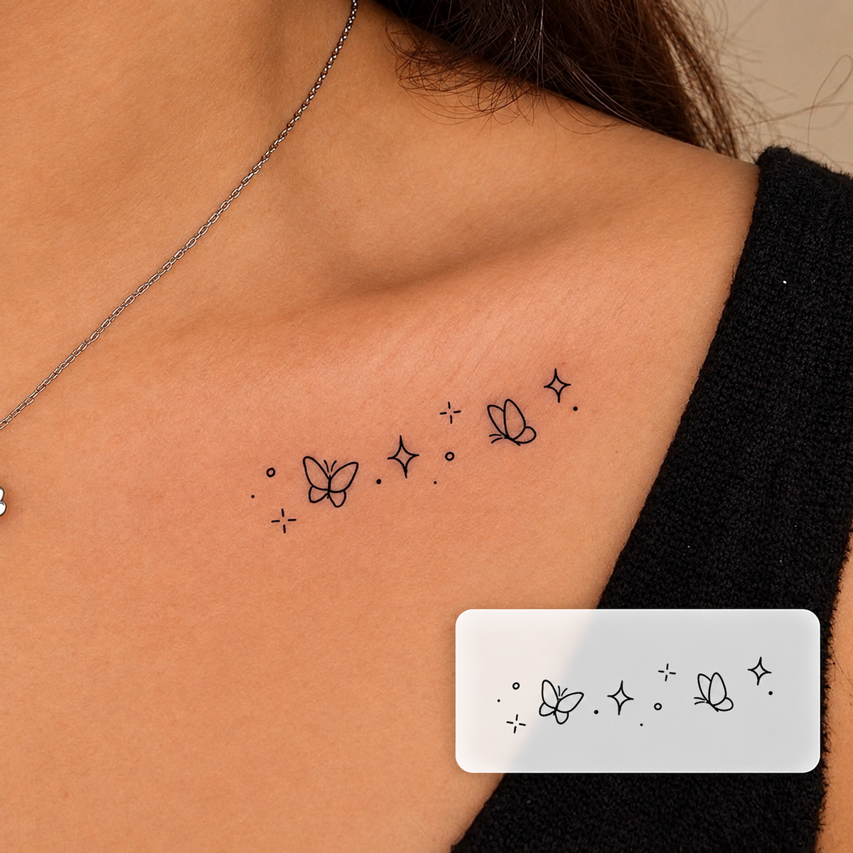 Butterflies and Stars Temporary Tattoo
