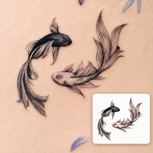 Twin Koi Pair Temporary Tattoo
