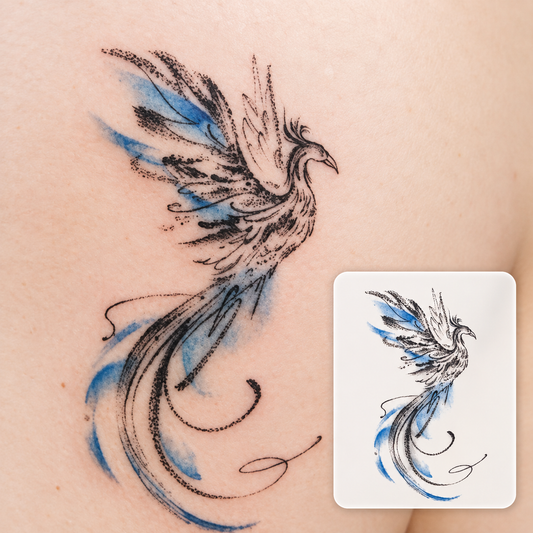 Blue Phoenix Temporary Tattoo