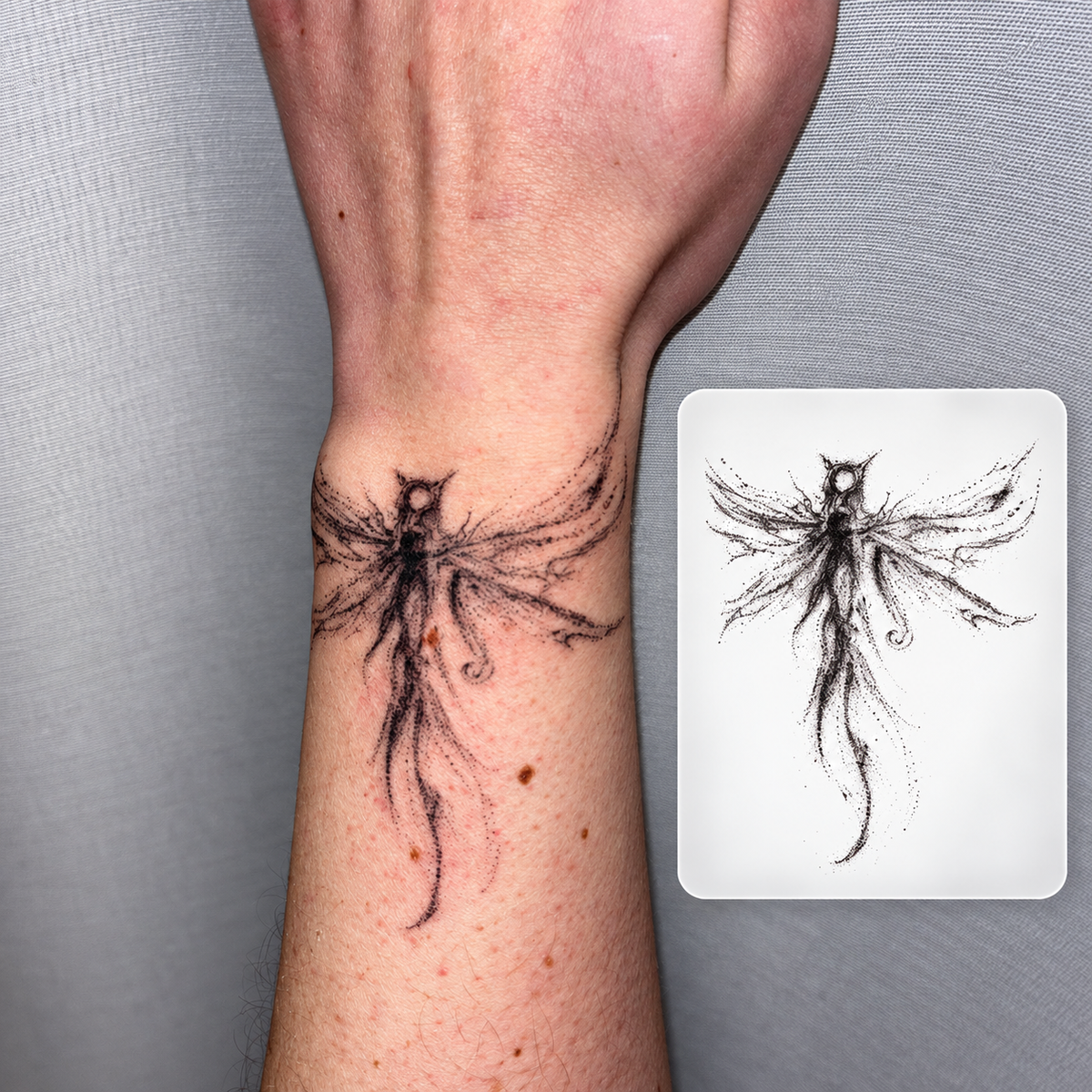Black Floral Hand Temporary Tattoo