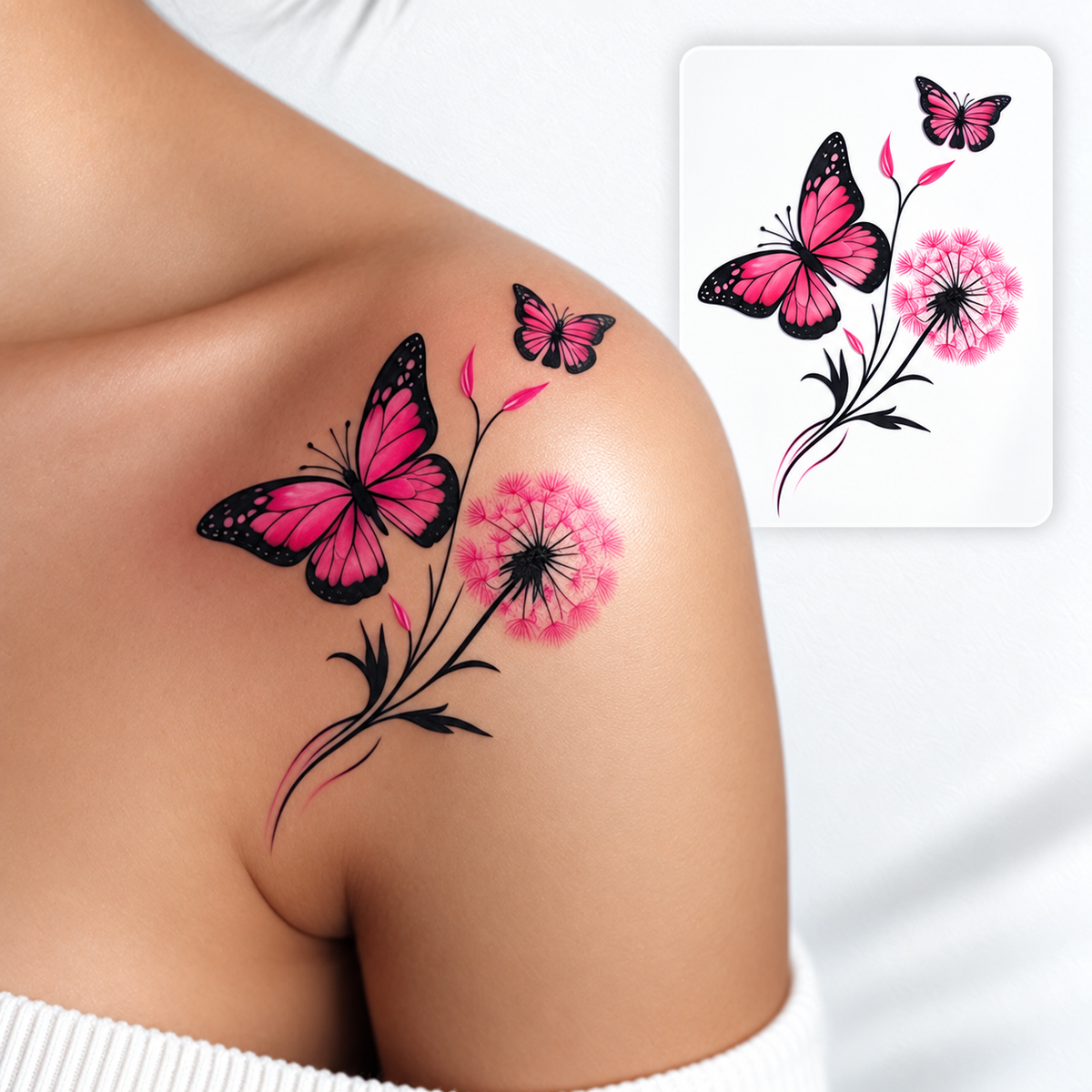 Purple Floral Bouquet Temporary Tattoo