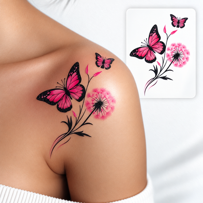 Purple Floral Bouquet Temporary Tattoo