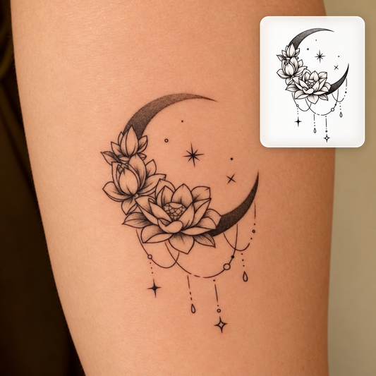 Moonlit Flower Garland Temporary Tattoo