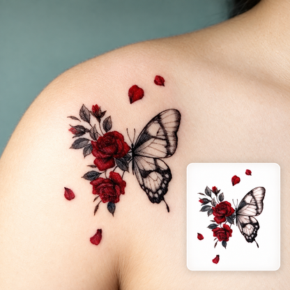 Floral Hip Branch Temporary Tattoo