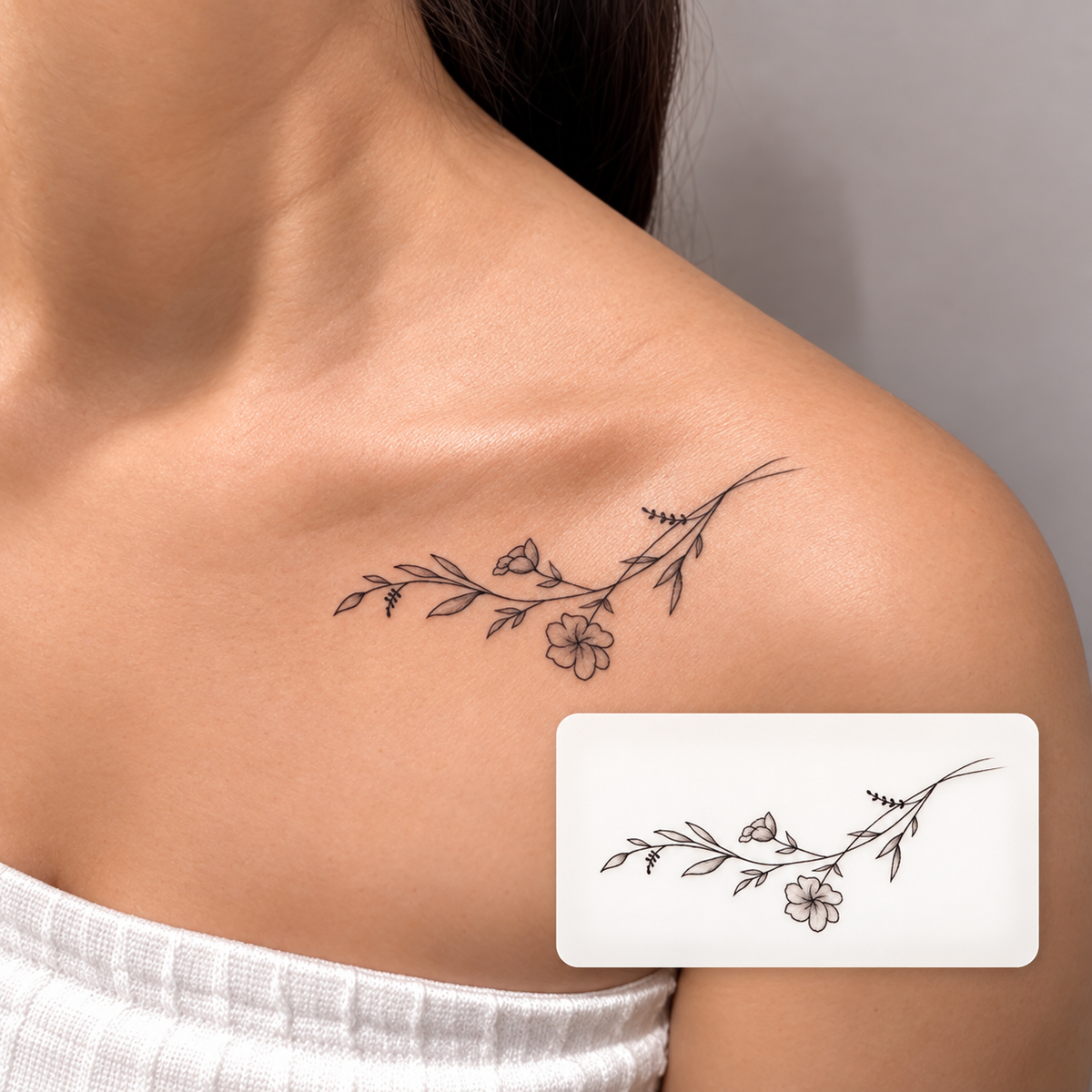 Bird Branch Shoulder Temporary Tattoo