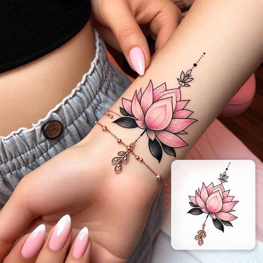 Rose and Butterfly Temporary Tattoo