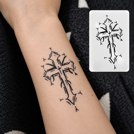 Rune Cross Symbol Temporary Tattoo