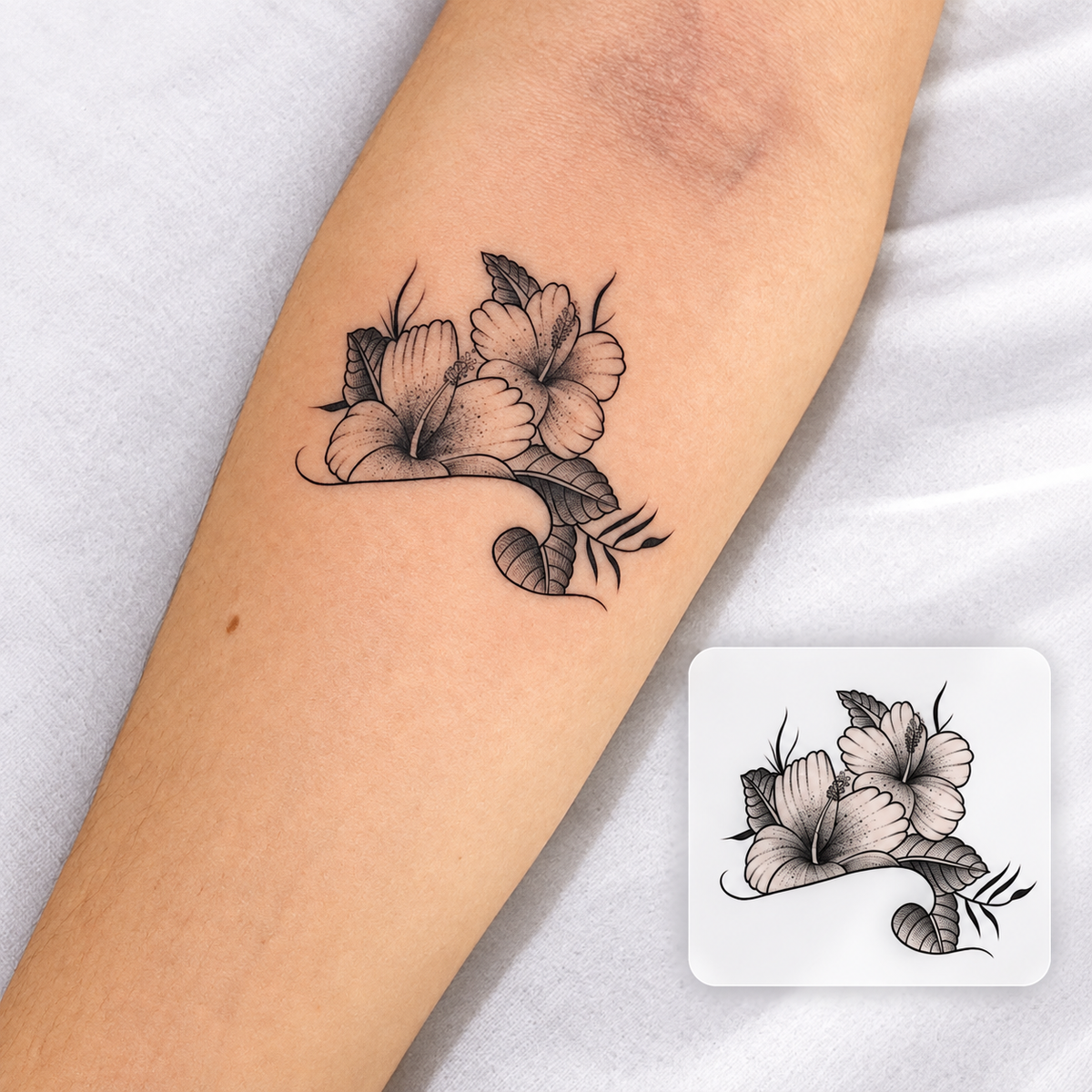 Rose and Leaves Temporary Tattoo