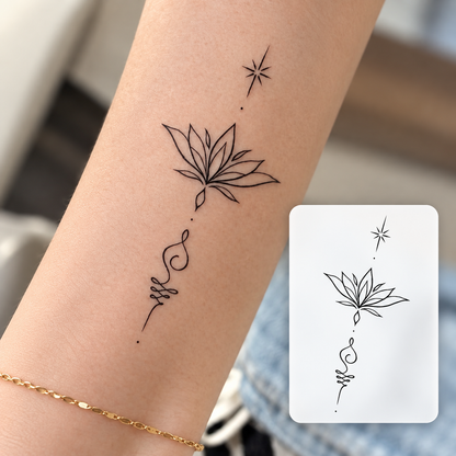 Minimal Floral Sprig Temporary Tattoo