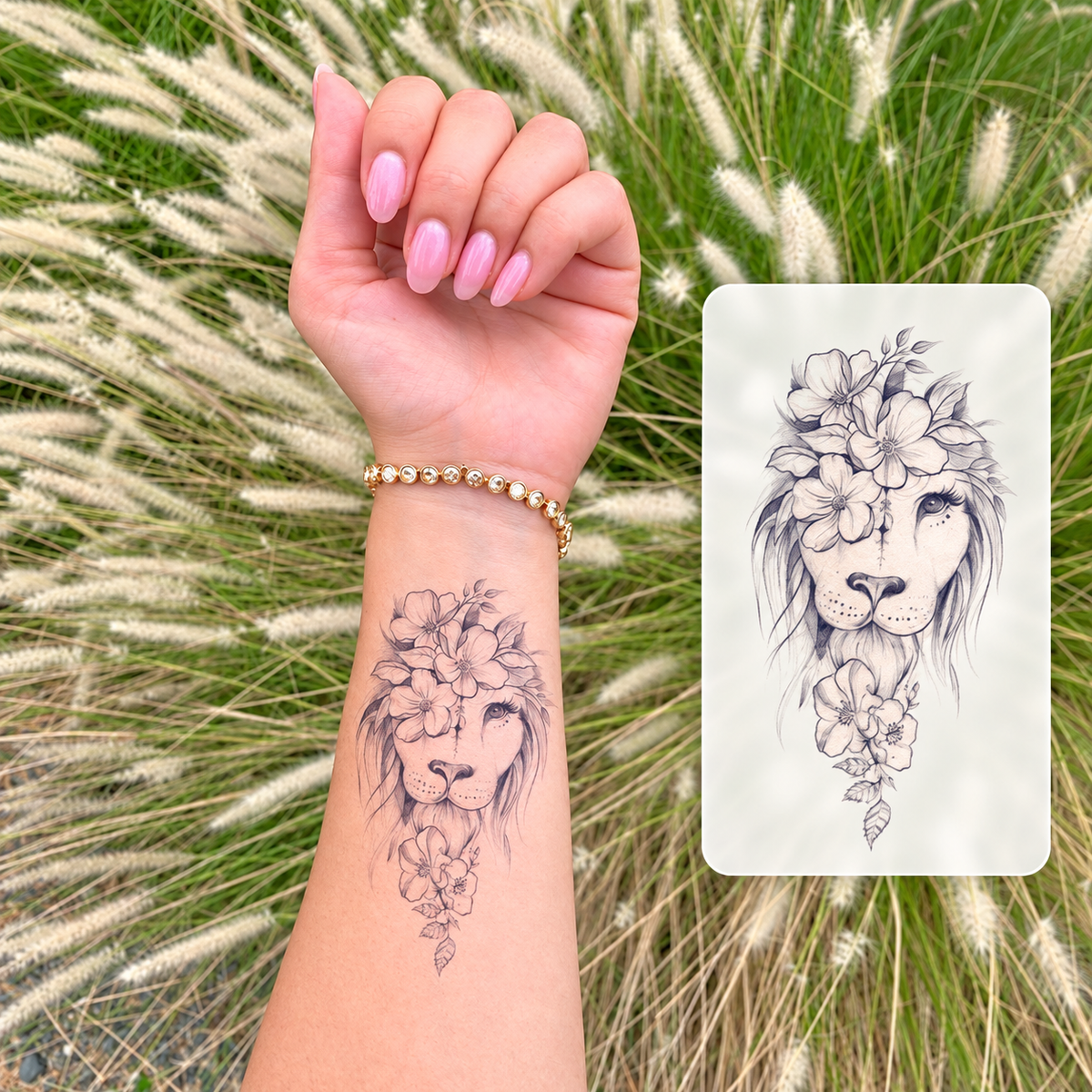 Wrist Floral Sprig Temporary Tattoo