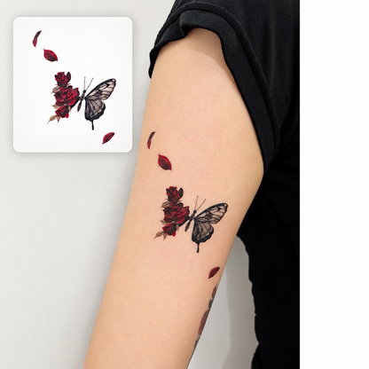 Butterfly Floral Heart Temporary Tattoo