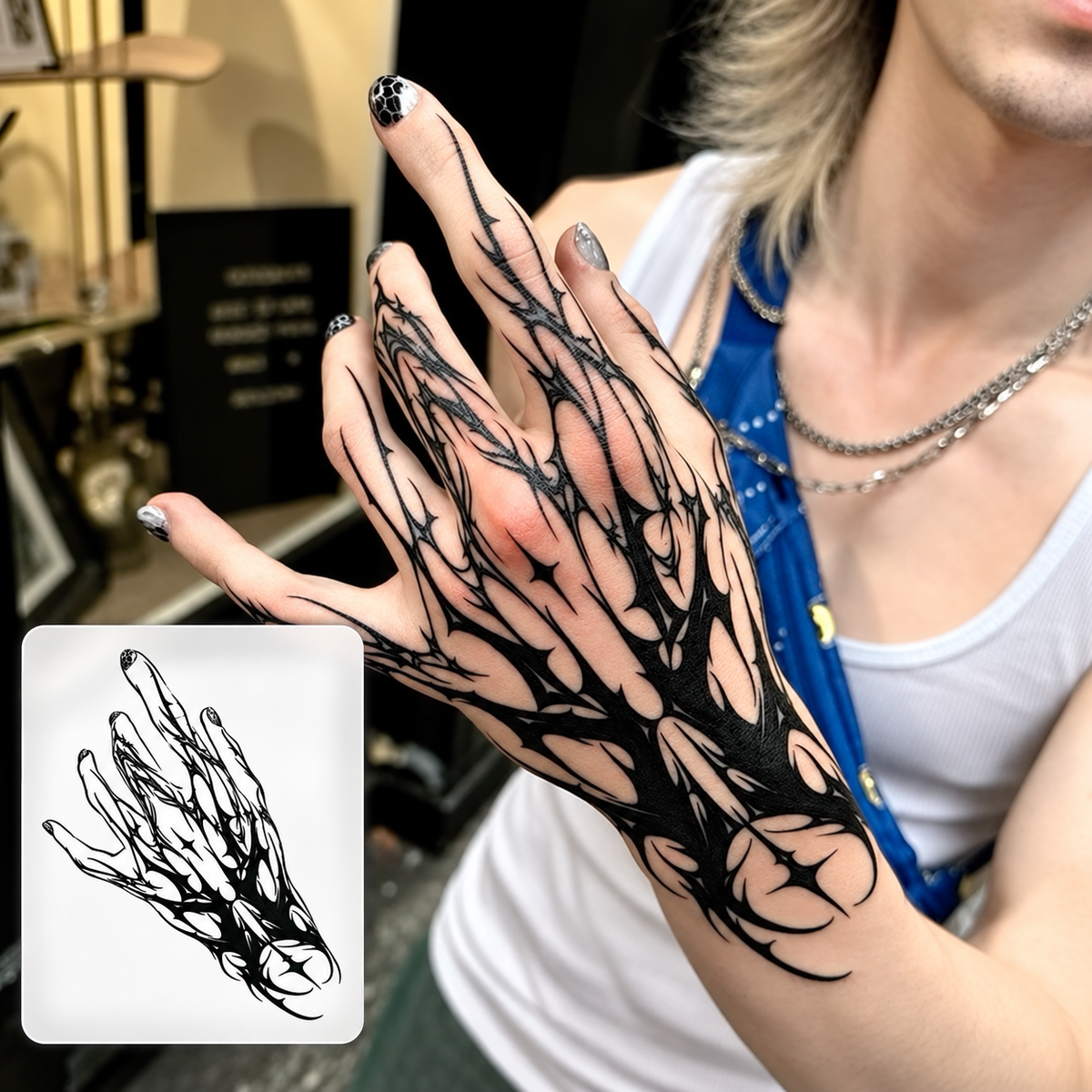 Winged Hand Temporary Tattoo