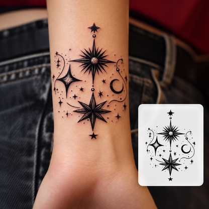 Sun and Moon Anklet Temporary Tattoo