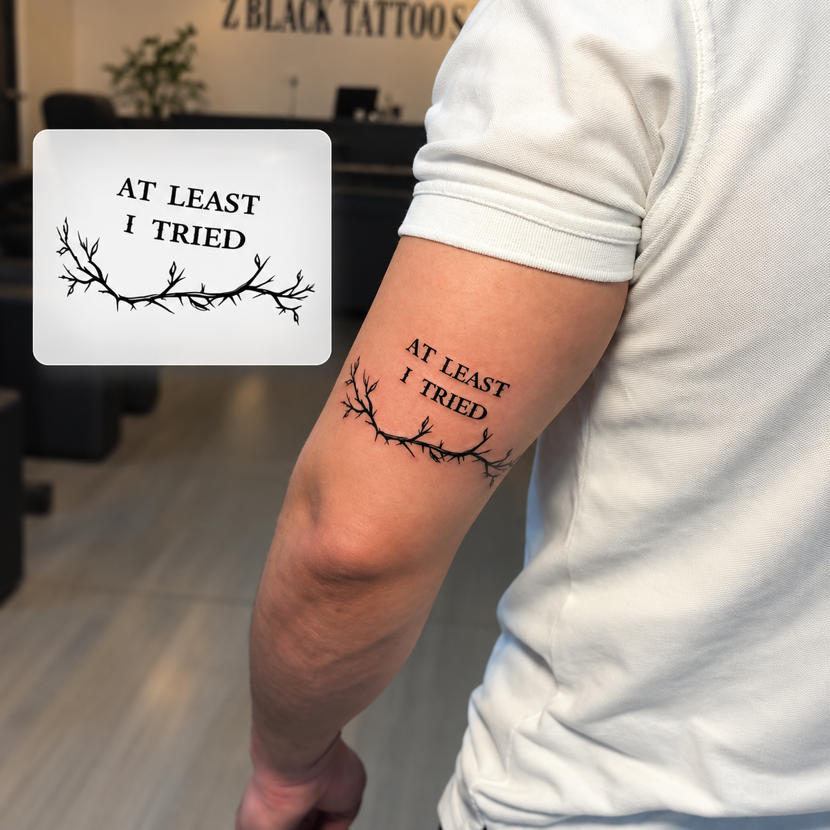 Bird and Flowers Arm Temporary Tattoo