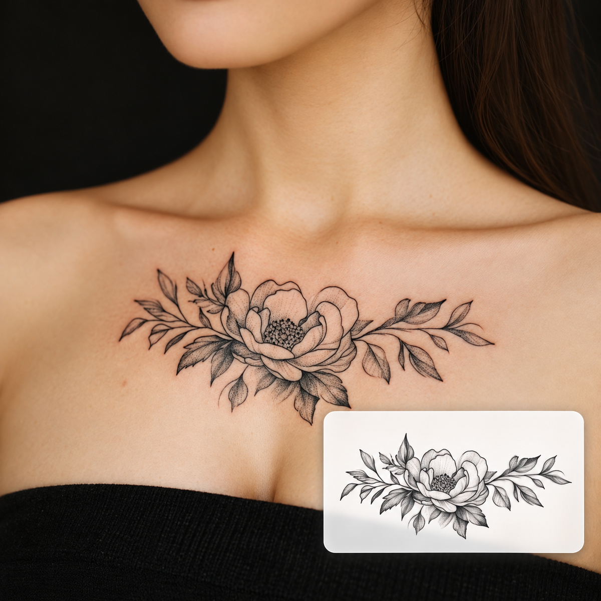 Shoulder Floral Birds Temporary Tattoo
