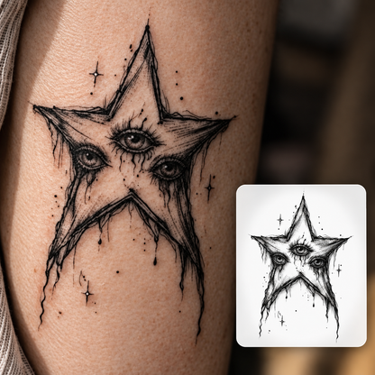 Floral Line Art Temporary Tattoo