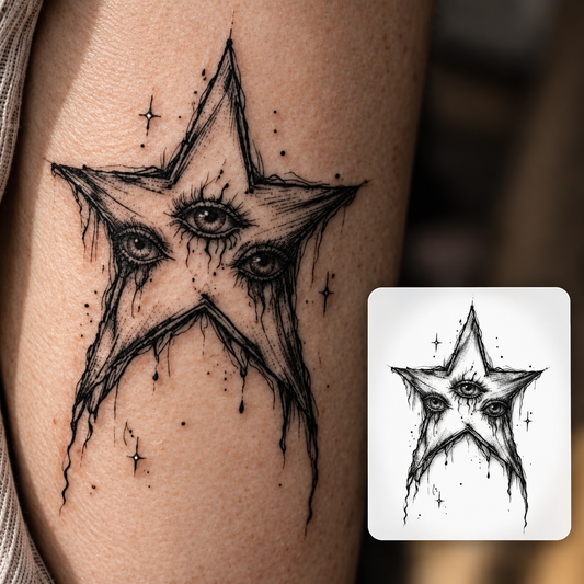 Floral Line Art Temporary Tattoo