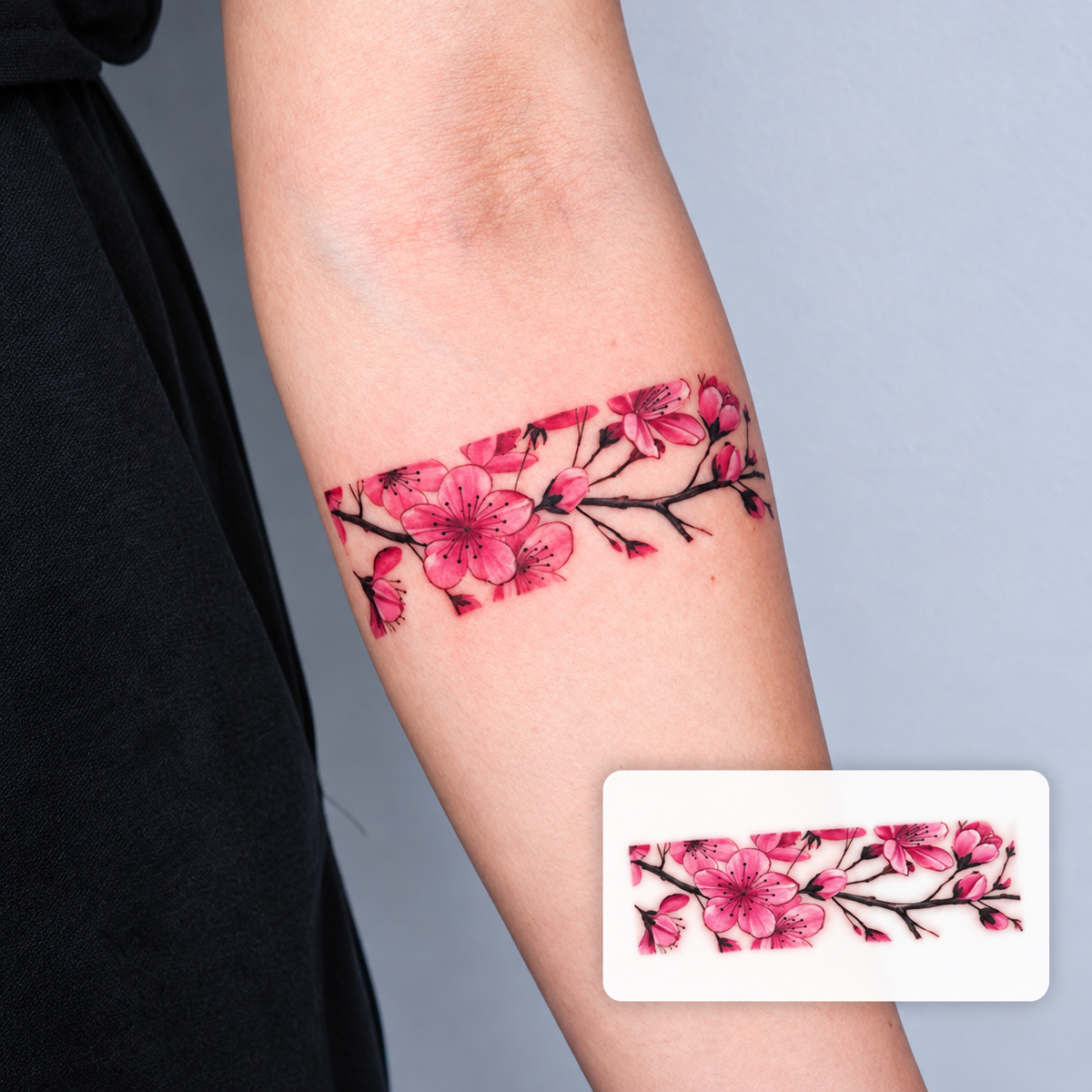 Red Floral Armband Temporary Tattoo