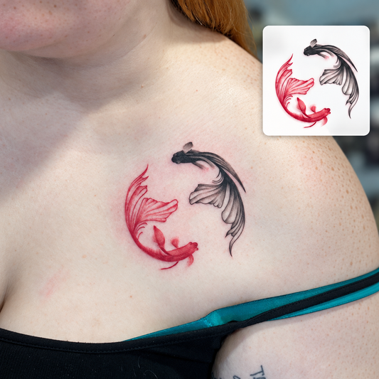 Red and Black Koi Temporary Tattoo