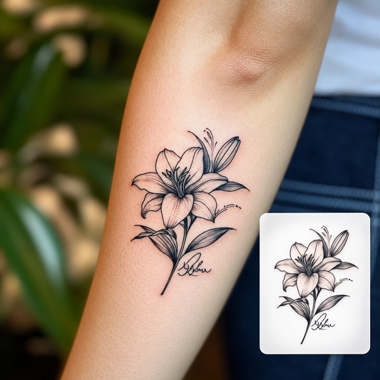 Botanical Flower Temporary Tattoo