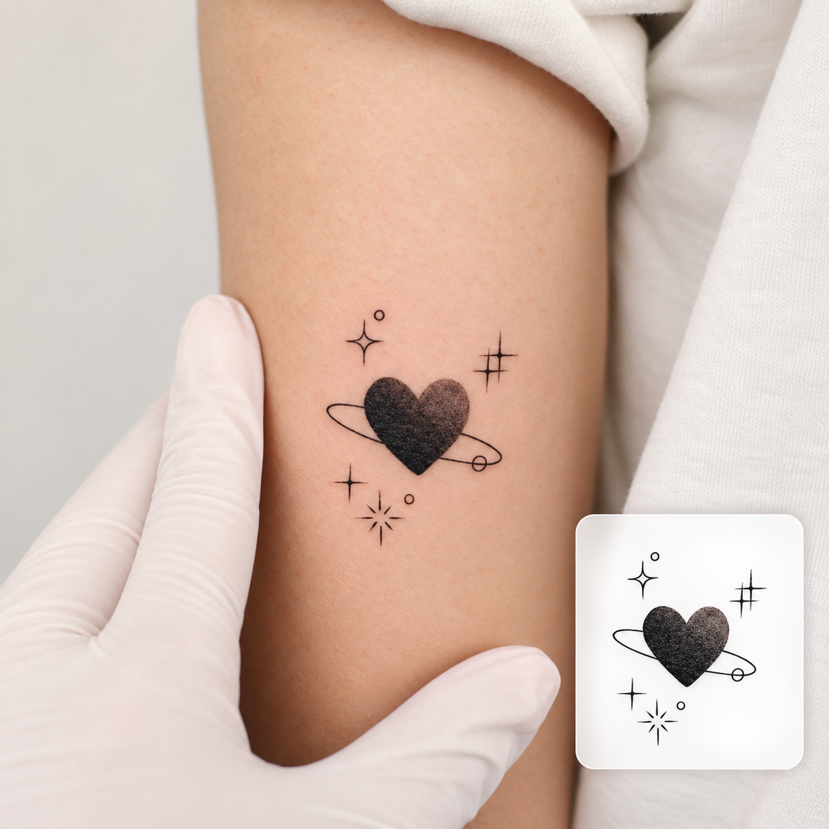 Heart and Stars Temporary Tattoo