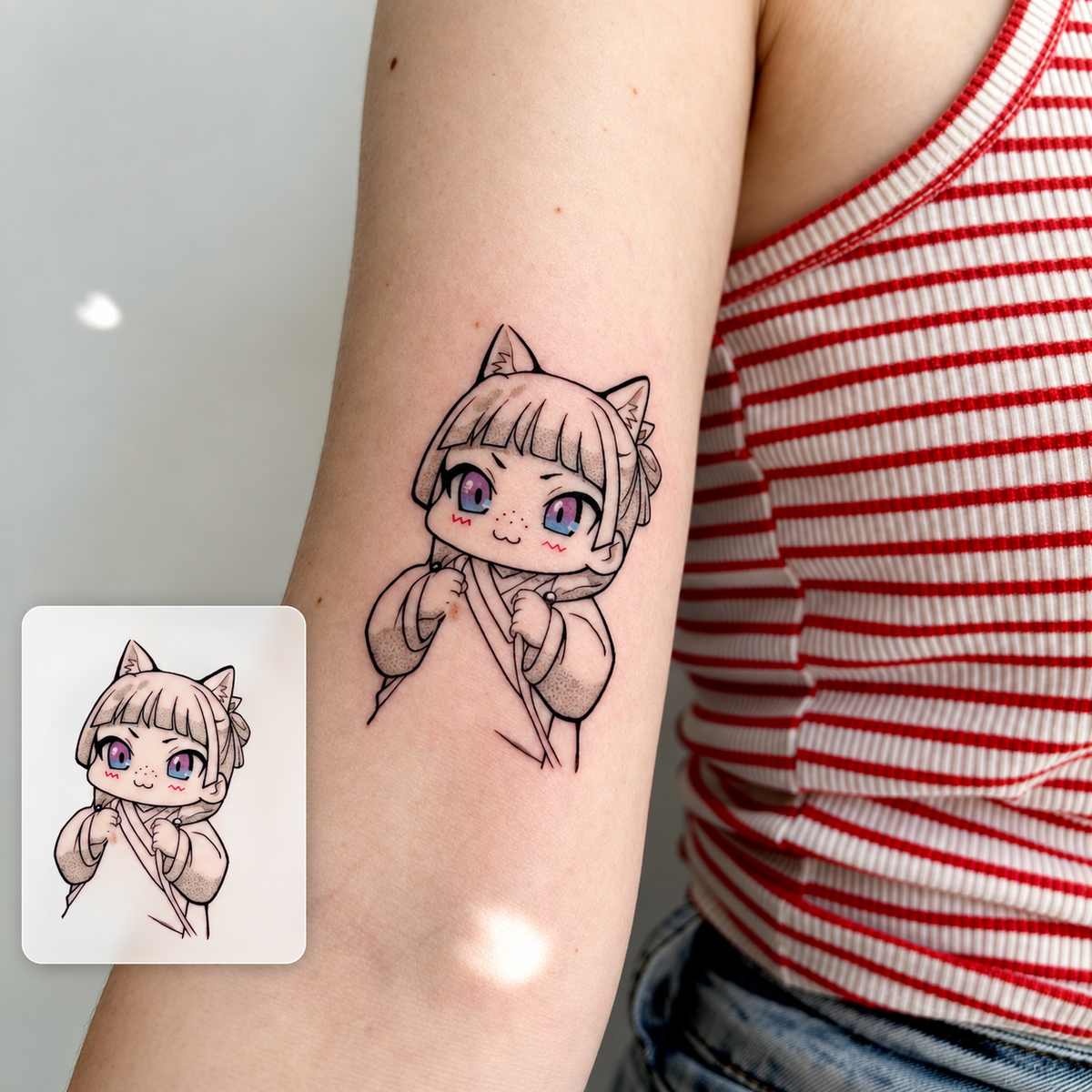 Anime Cat Girl Temporary Tattoo