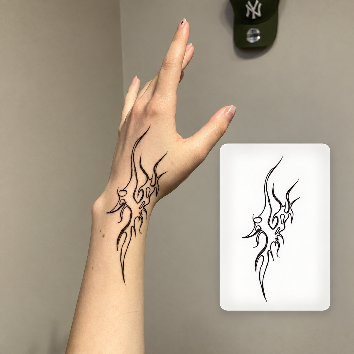 Hand Floral Symbols Temporary Tattoo