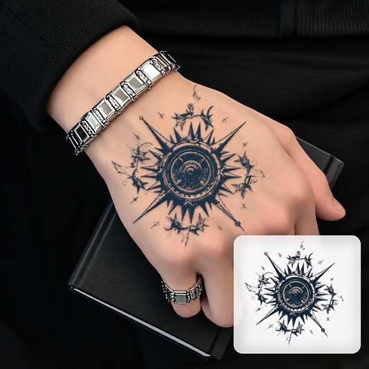 Sun Compass Hand Temporary Tattoo