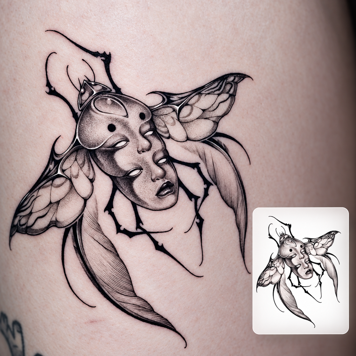 Winged Fantasy Woman Temporary Tattoo