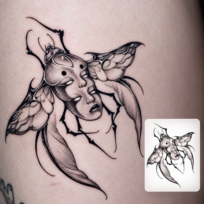 Winged Fantasy Woman Temporary Tattoo
