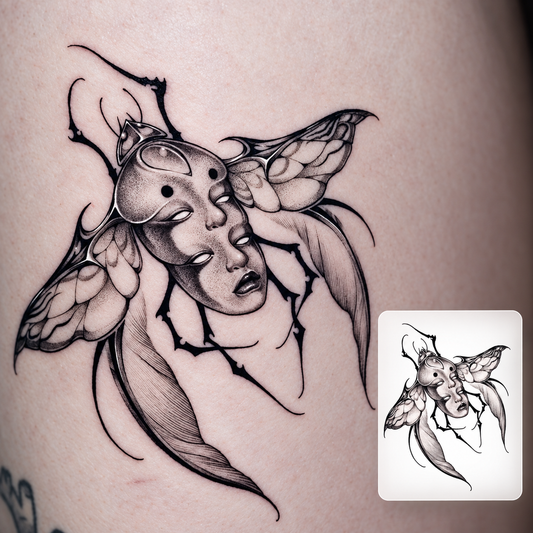 Winged Fantasy Woman Temporary Tattoo