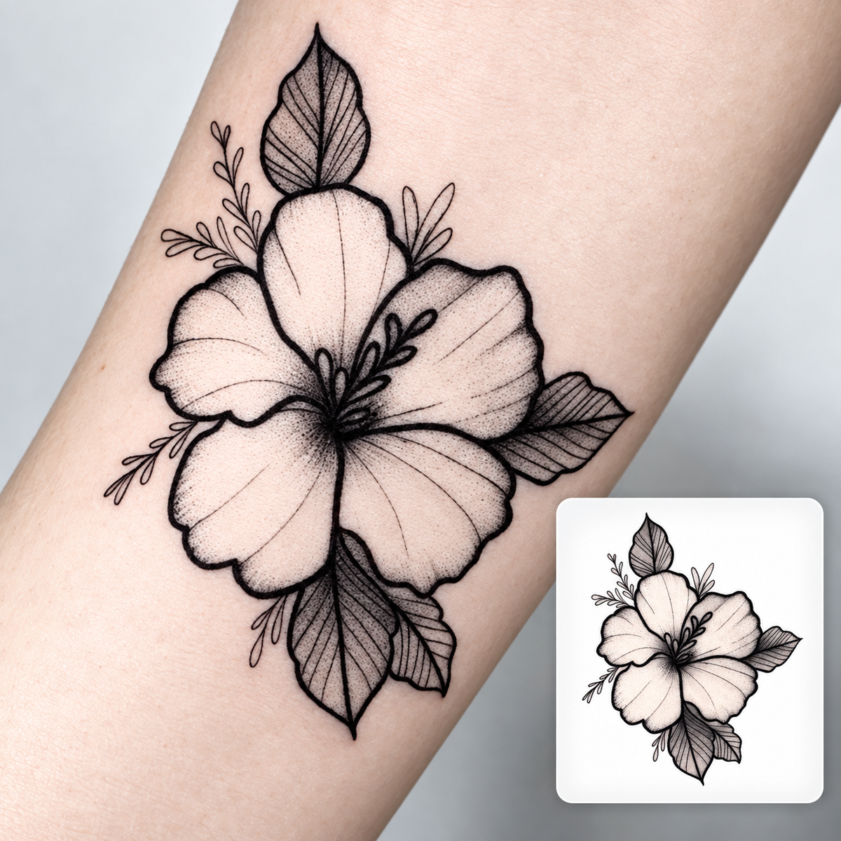 Hibiscus Blossom Temporary Tattoo