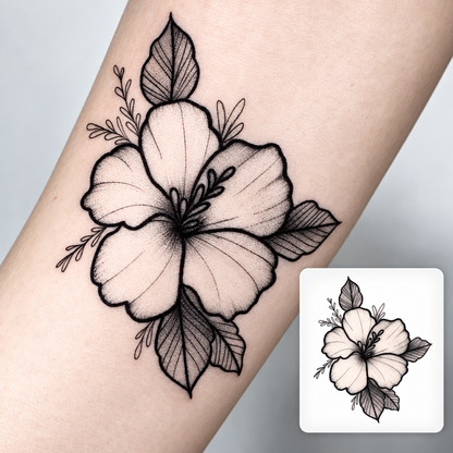 Hibiscus Blossom Temporary Tattoo