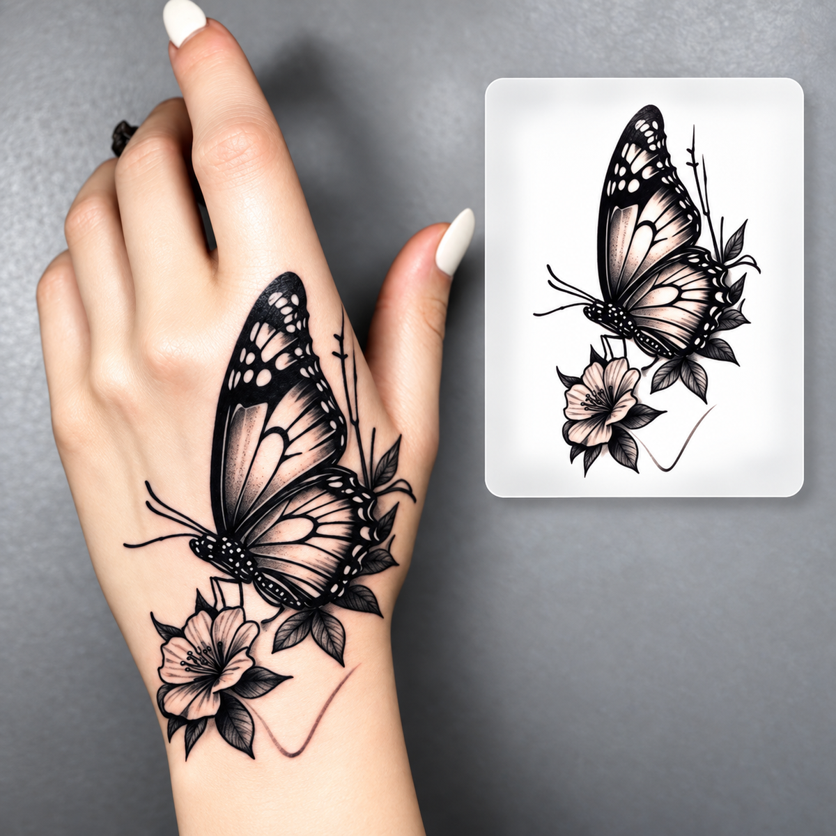 Red Rose Snake Temporary Tattoo