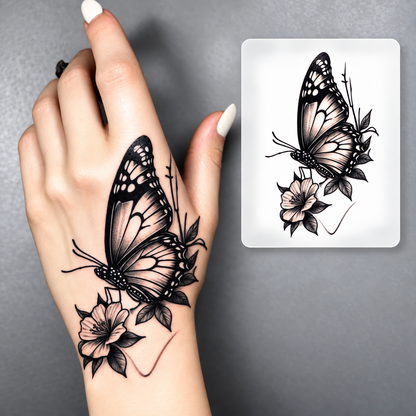 Red Rose Snake Temporary Tattoo