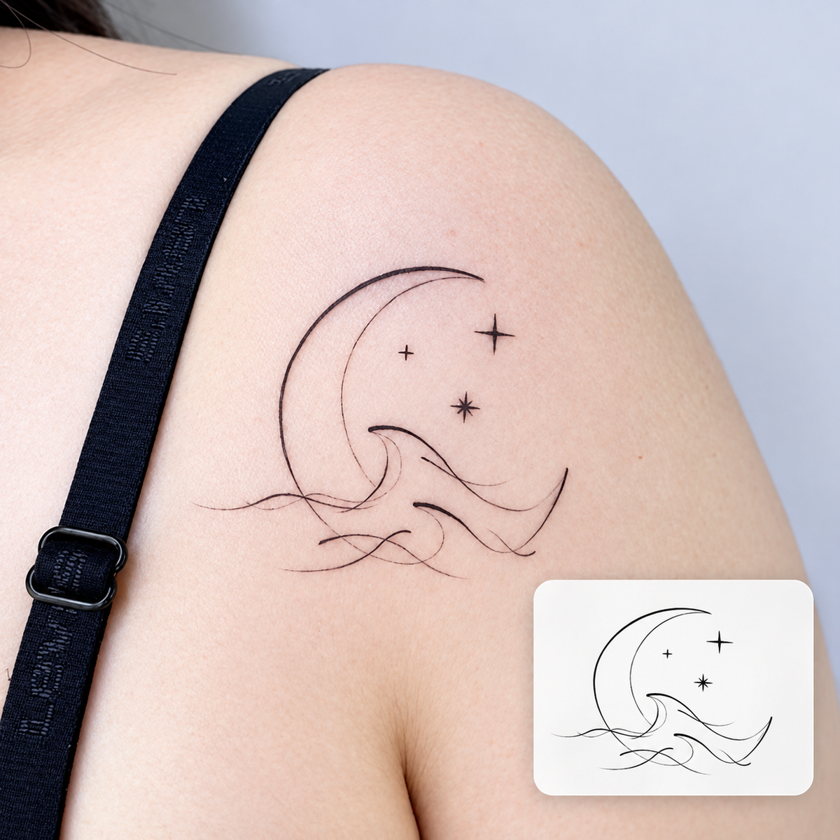 Moon and Stars Temporary Tattoo