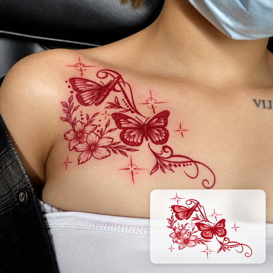 Clavicle Flower Branch Temporary Tattoo