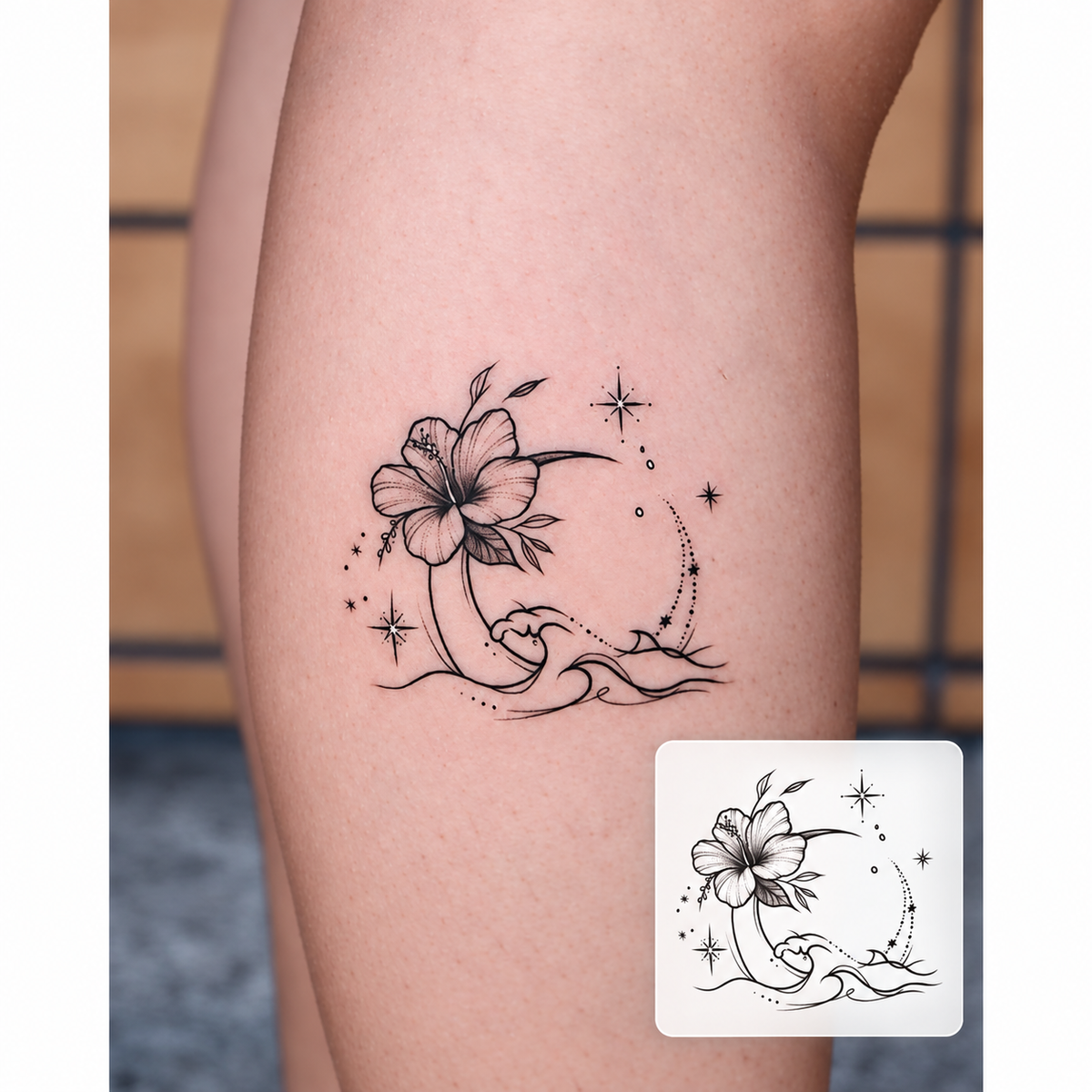 Moonlit Floral Branch Temporary Tattoo