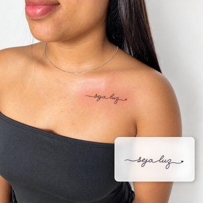 Collarbone Script Temporary Tattoo