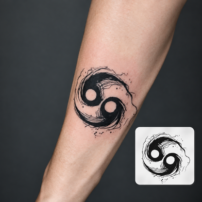 Triple Yin Yang Temporary Tattoo