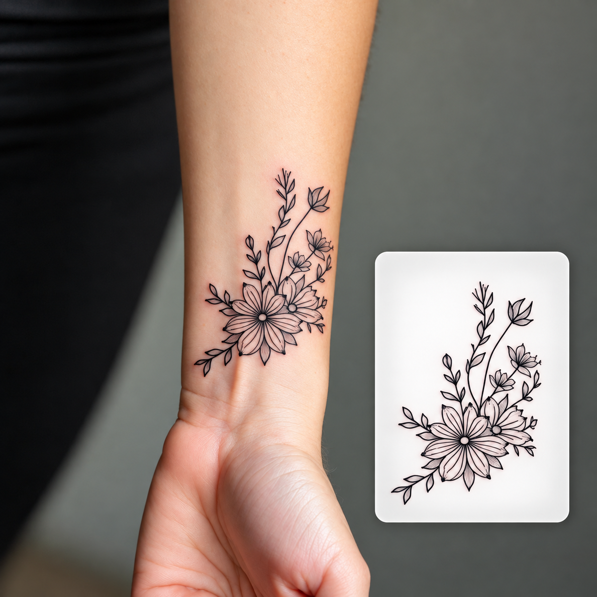 Wildflower Sprig Temporary Tattoo