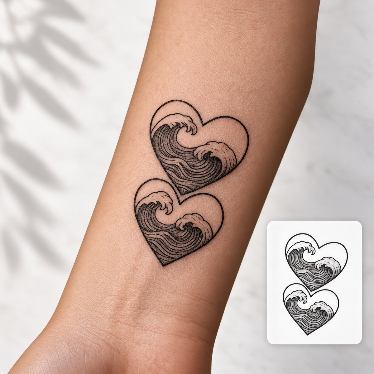 Twin Heart Temporary Tattoo