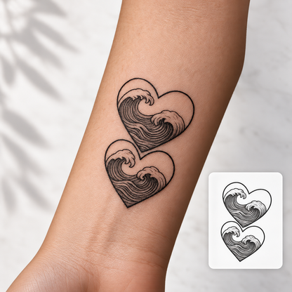 Twin Heart Temporary Tattoo