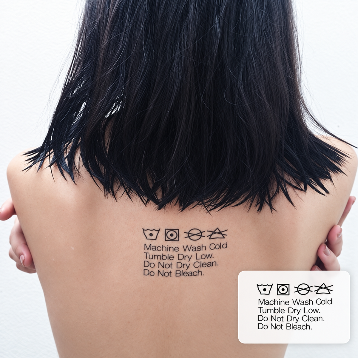 Back Script Tattoo Temporary Tattoo