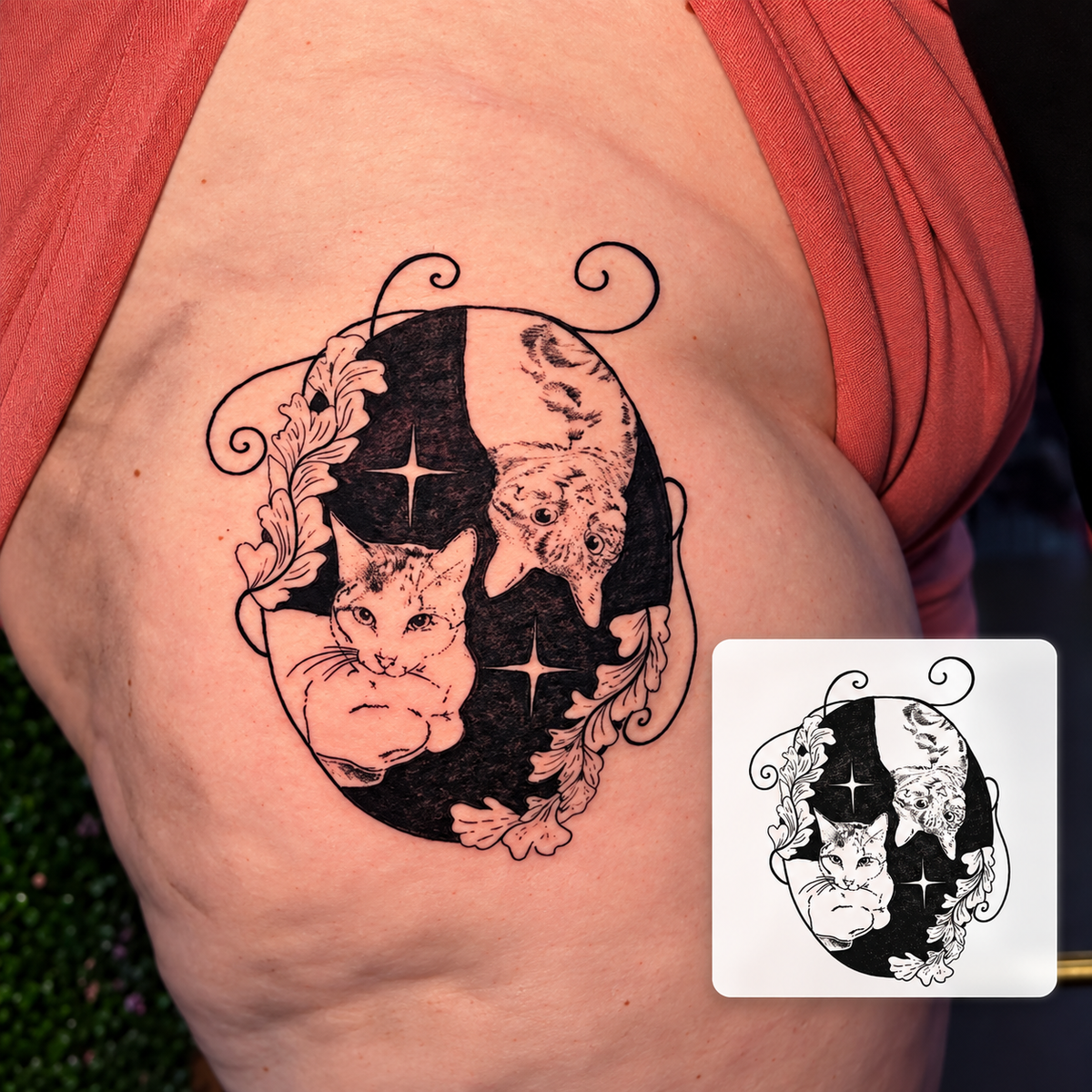 Yin Yang Faces Temporary Tattoo