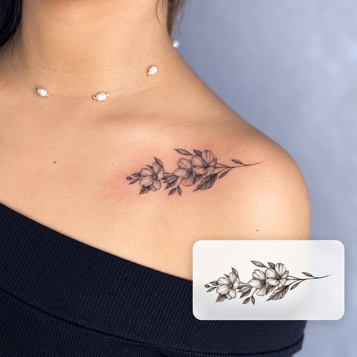 Fine Line Branch Temporary Tattoo