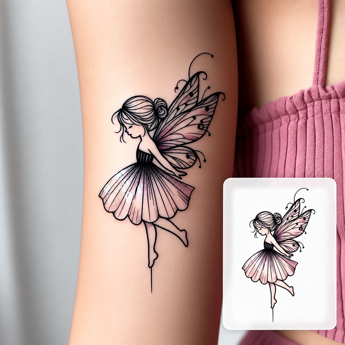 Shoulder Floral Sprig Temporary Tattoo