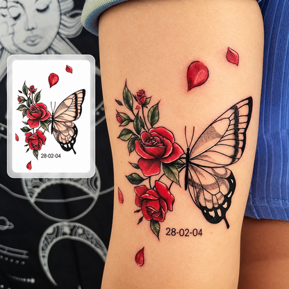 Red Rose Bouquet Temporary Tattoo