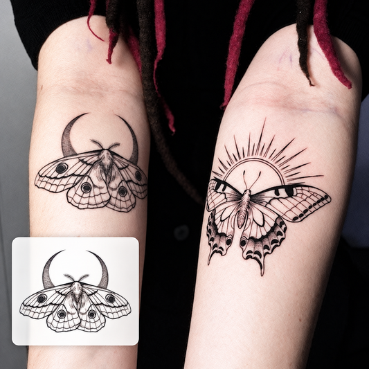 Twin Skull Tattoos Temporary Tattoo
