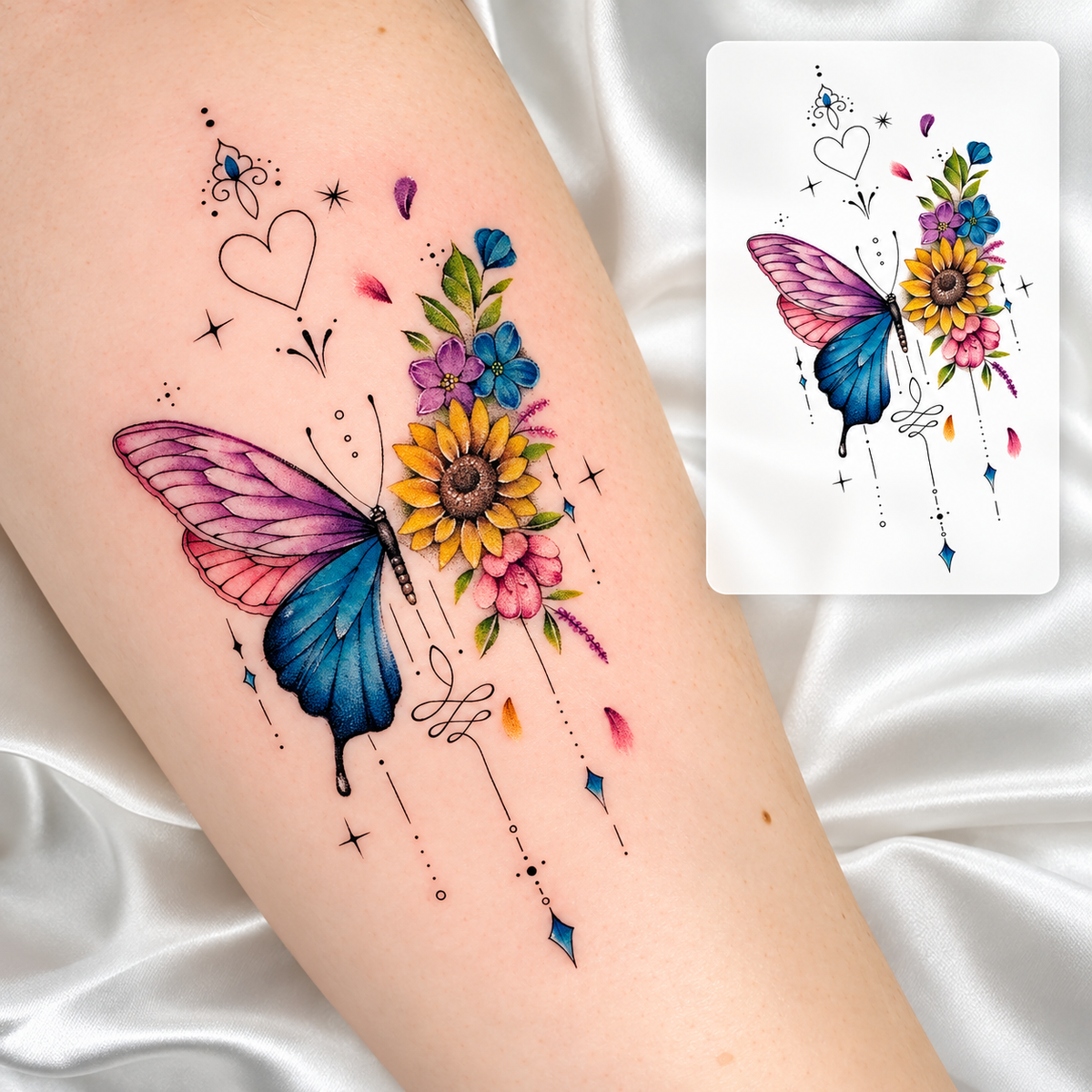 Floral Hand Tattoo – Elegant Temporary Tattoo Set